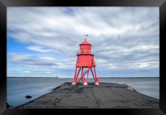 Majestic Clouds Hovering over the Groyne Framed Print by andrew blakey