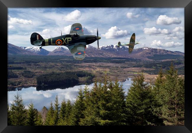 Hurricane and Spitfire, Brothers in arms Framed Print by Rob Lester