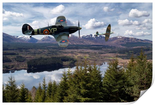 Hurricane and Spitfire, Brothers in arms Print by Rob Lester