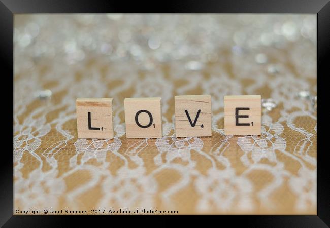 Love in Letters Framed Print by Janet Simmons