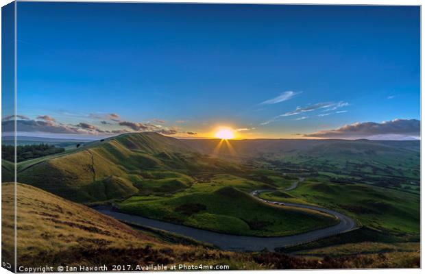 Sunset Over Rushup Edge From Mam Tor Canvas Print by Ian Haworth