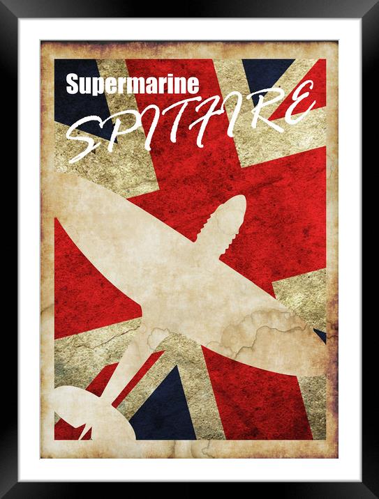 Vintage Spitfire poster Framed Mounted Print by J Biggadike