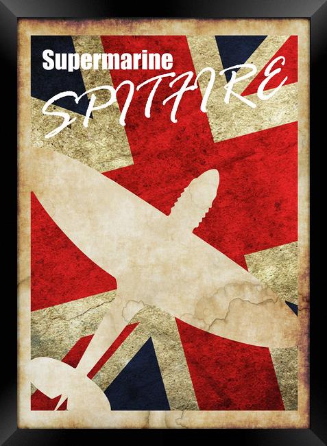 Vintage Spitfire poster Framed Print by J Biggadike