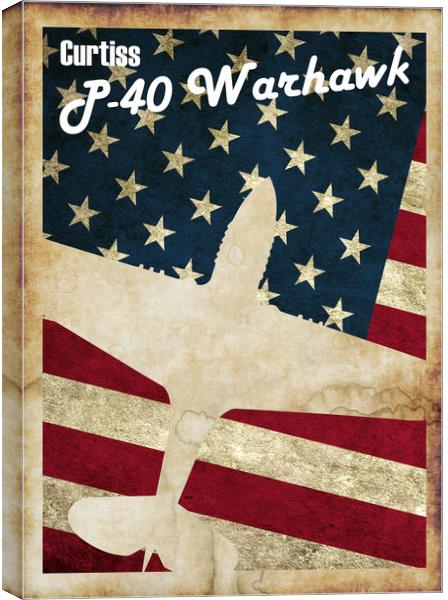 P40 Warhawk Vintage Canvas Print by J Biggadike