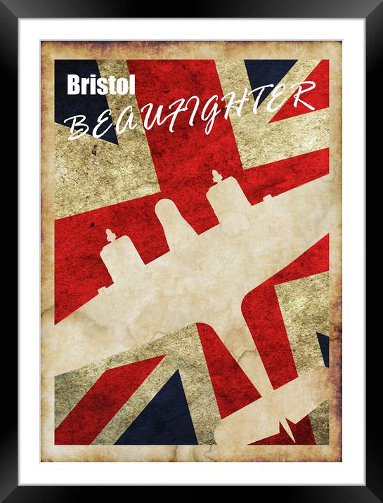 Bristol Beaufighter Vintage Framed Mounted Print by J Biggadike