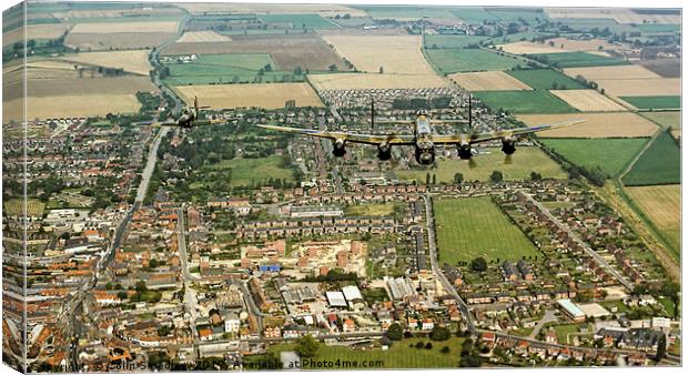 BBMF Lancaster and Hurricane over Bourne, Lincs, 1 Canvas Print by Colin Smedley
