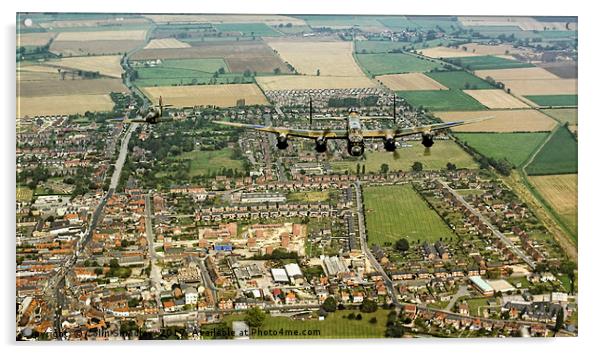 BBMF Lancaster and Hurricane over Bourne, Lincs, 1 Acrylic by Colin Smedley