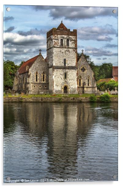 Bisham Church Reflected Acrylic by Ian Lewis