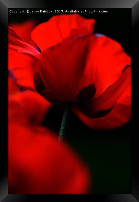Flaming Red Poppies Framed Print by Jenny Rainbow