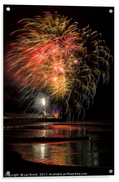 Worthing Fireworks 2017 Acrylic by Len Brook