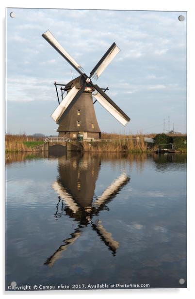 windmills in Kinderdijk Holland Acrylic by Chris Willemsen