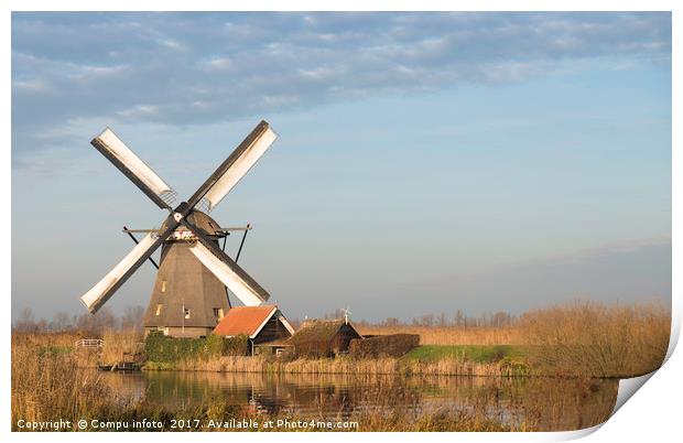 windmills in Kinderdijk Holland Print by Chris Willemsen