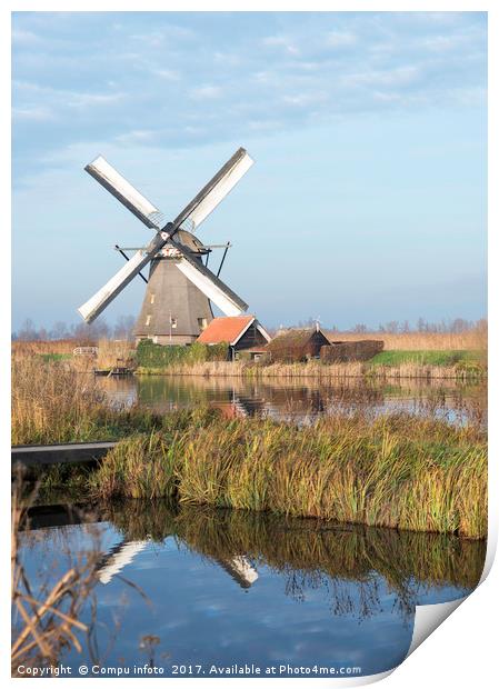 windmills in Kinderdijk Holland Print by Chris Willemsen