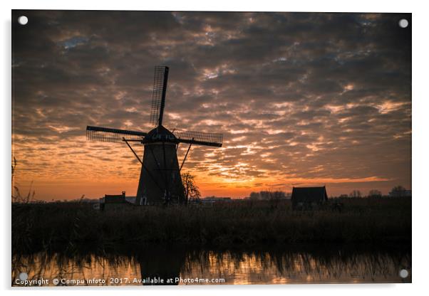 windmills in Kinderdijk Holland Acrylic by Chris Willemsen