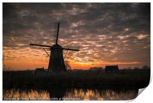 windmills in Kinderdijk Holland Print by Chris Willemsen