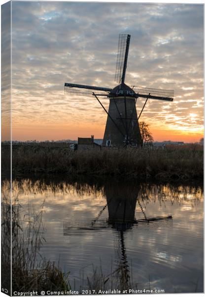 windmill in Kinderdijk Holland Canvas Print by Chris Willemsen