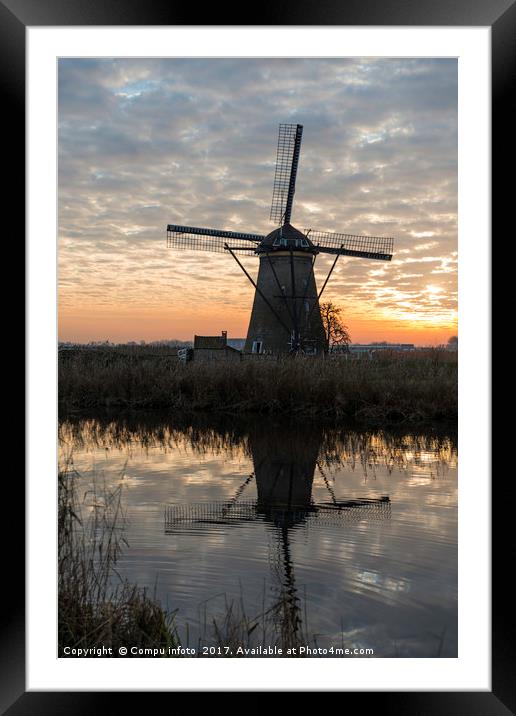 windmill in Kinderdijk Holland Framed Mounted Print by Chris Willemsen