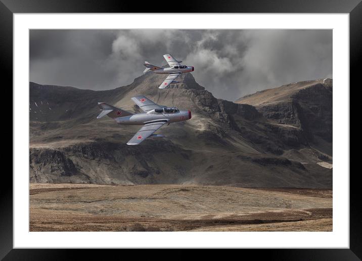 Mig 15, Mountain patrol Framed Mounted Print by Rob Lester
