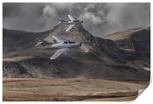 Mig 15, Mountain patrol Print by Rob Lester