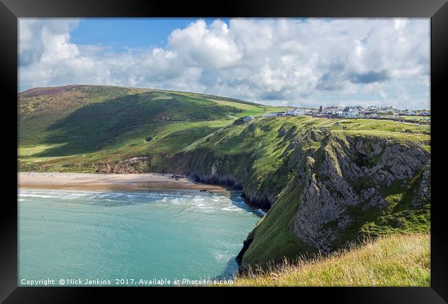 Rhossili Beach and Village Gower South Wales Framed Print by Nick Jenkins