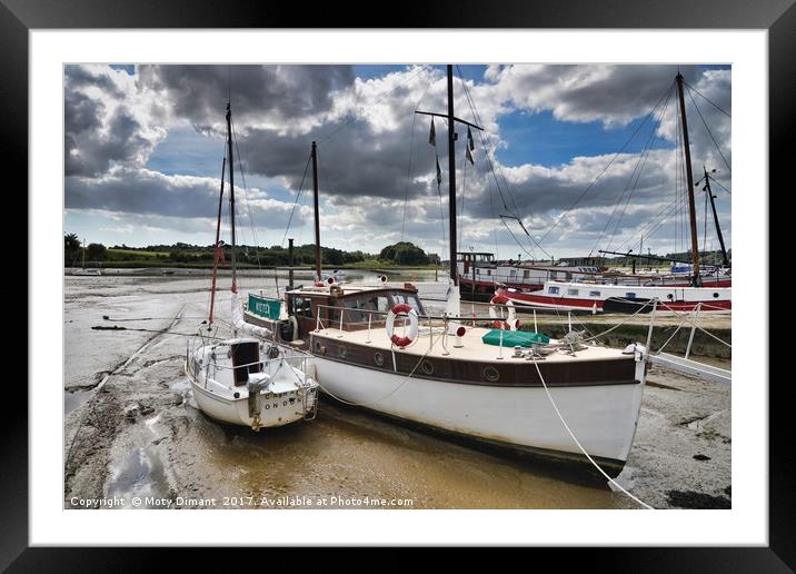 Boats Moored on Woodbridge Bank    Framed Mounted Print by Moty Dimant