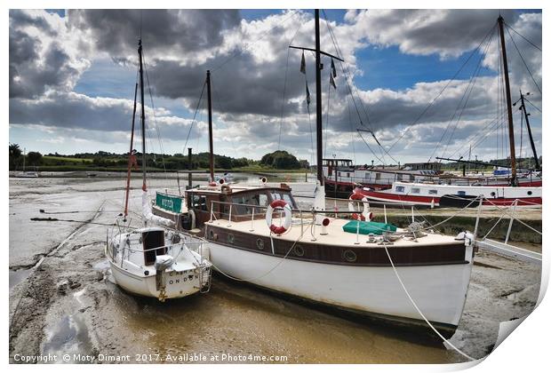 Boats Moored on Woodbridge Bank    Print by Moty Dimant