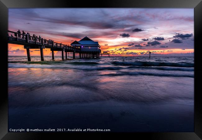 Sunset At Clearwater Beach Pier 60 Framed Print by matthew  mallett