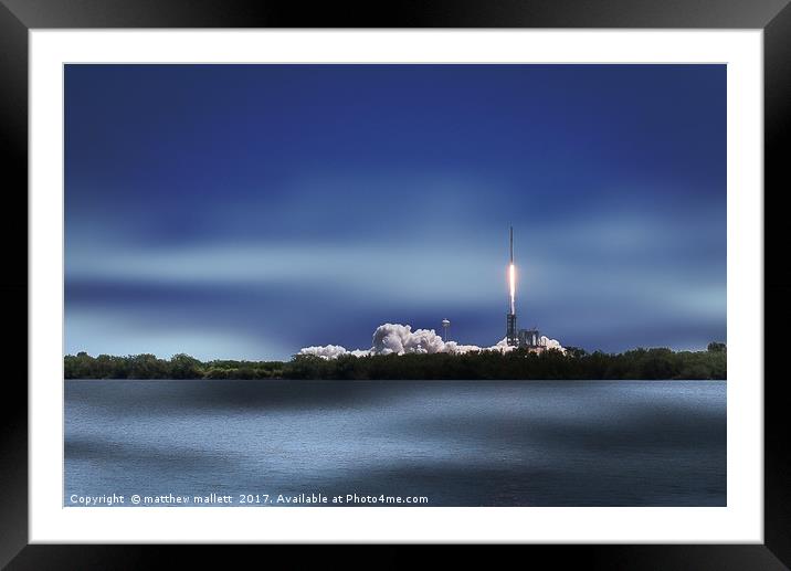 Falcon 9 Lift Off Framed Mounted Print by matthew  mallett
