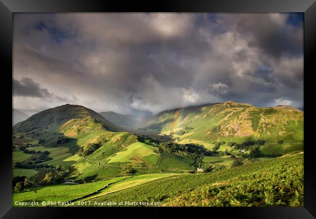 Boredale Valley Rainbow Framed Print by Phil Buckle