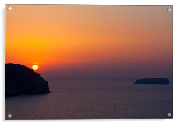 santorini sunset Acrylic by stephen mc nally