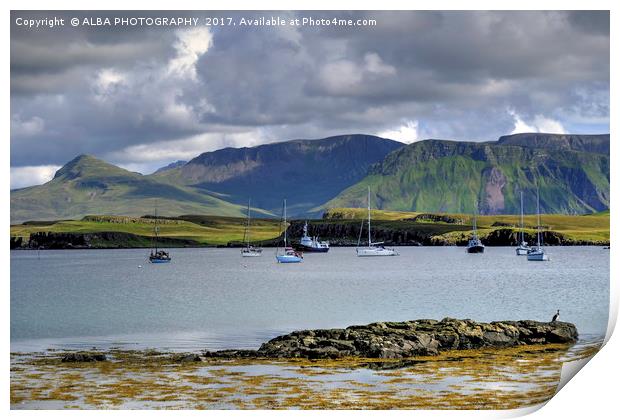 Canna Bay & The Isle of Rum, Scotland Print by ALBA PHOTOGRAPHY