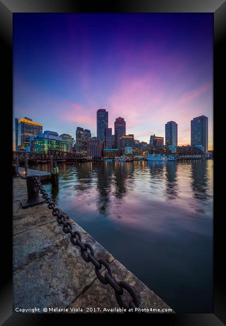 BOSTON Fan Pier Park & Skyline at Sunset Framed Print by Melanie Viola