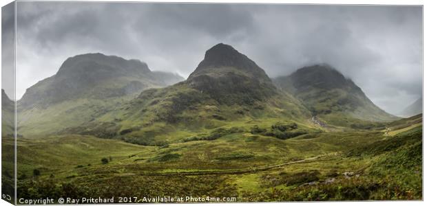 The Three Sisters of Glencoe Canvas Print by Ray Pritchard