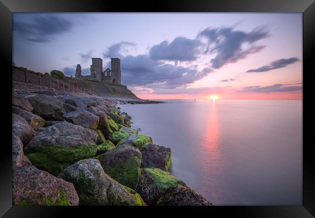 Reculver Towers Sunset Framed Print by Ian Hufton