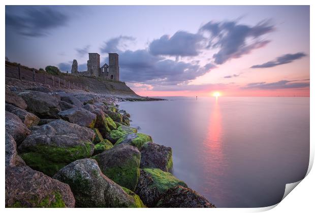 Reculver Towers Sunset Print by Ian Hufton