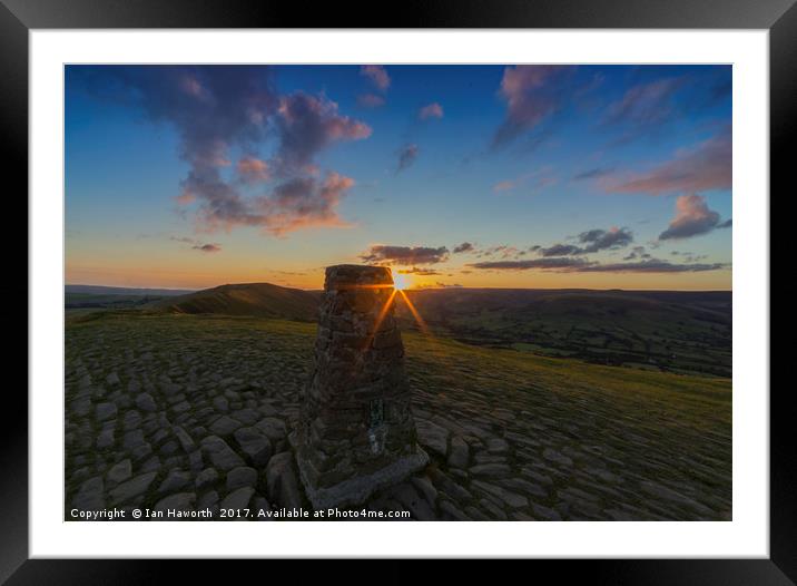 Rushup Edge From Mam Tor Summit Sunset Framed Mounted Print by Ian Haworth