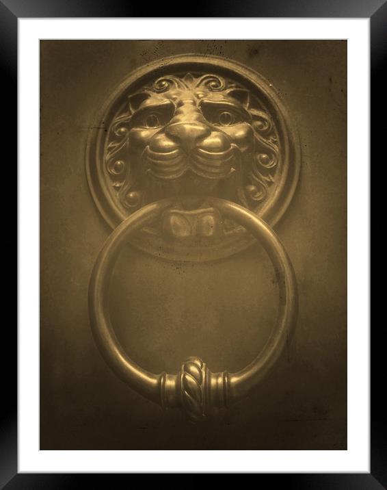 Lion Knocker   Framed Mounted Print by Victor Burnside