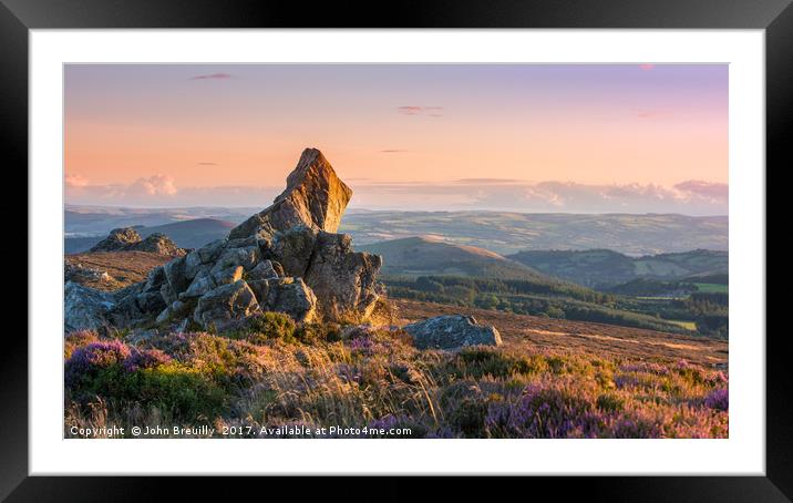 Stiperstones at sunset Framed Mounted Print by John Breuilly