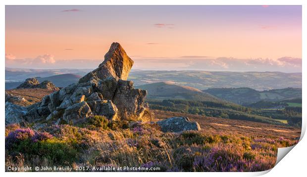 Stiperstones at sunset Print by John Breuilly