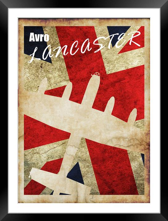 Avro Lancaster Vintage Poster Framed Mounted Print by J Biggadike