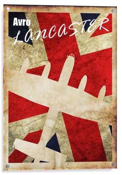 Avro Lancaster Vintage Poster Acrylic by J Biggadike