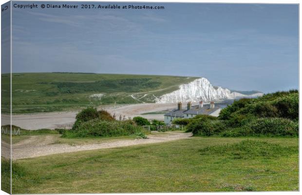 The Seven Sisters and The Cuckmere Valley Canvas Print by Diana Mower