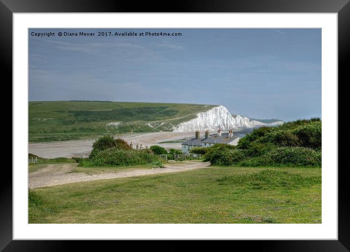 The Seven Sisters and The Cuckmere Valley Framed Mounted Print by Diana Mower