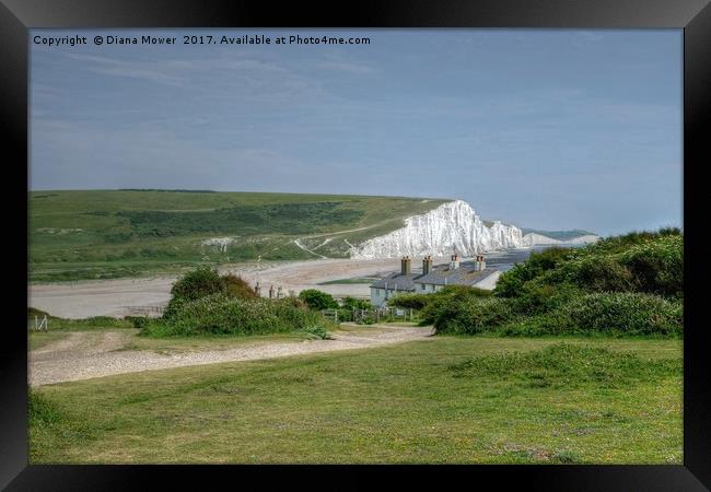 The Seven Sisters and The Cuckmere Valley Framed Print by Diana Mower