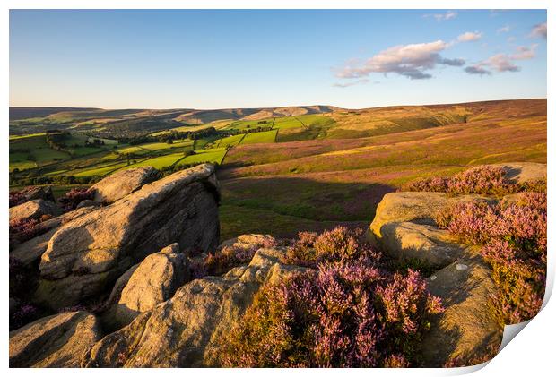 Summer evening at the Worm Stones, Glossop Print by Andrew Kearton