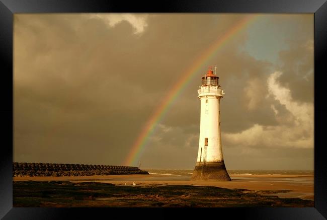 RAINBOW..........Lovely Rainbow over Lighthouse. Framed Print by Alexander Pemberton