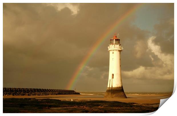 RAINBOW..........Lovely Rainbow over Lighthouse. Print by Alexander Pemberton