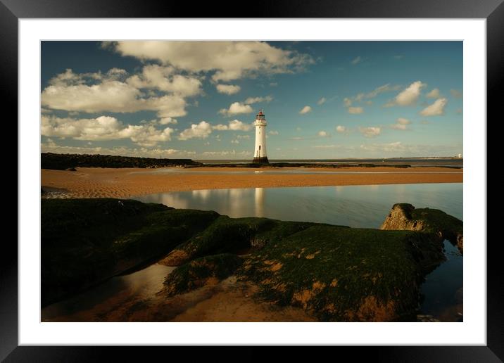 Fort Perch Rock Lighthouse .Reflections. Framed Mounted Print by Alexander Pemberton