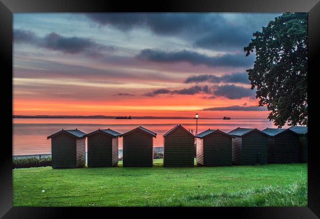Beach Hut Sunrise Framed Print by Alf Damp
