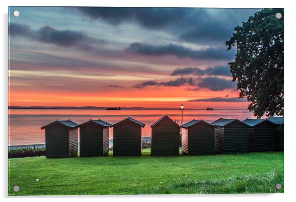 Beach Hut Sunrise Acrylic by Alf Damp